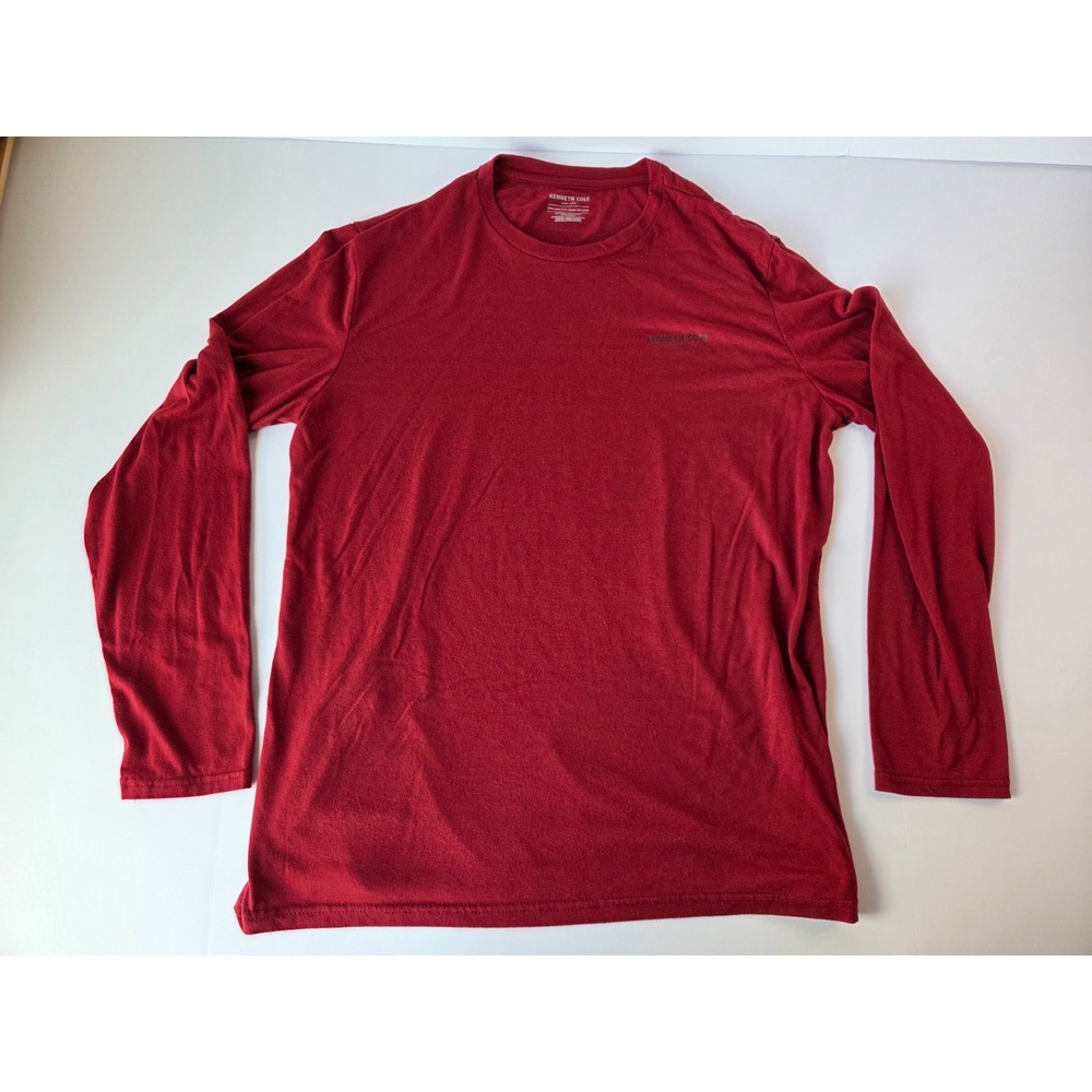 Kenneth Cole Shirt Mens Large Red Soft Stretch Performance Long Sleeve Classic